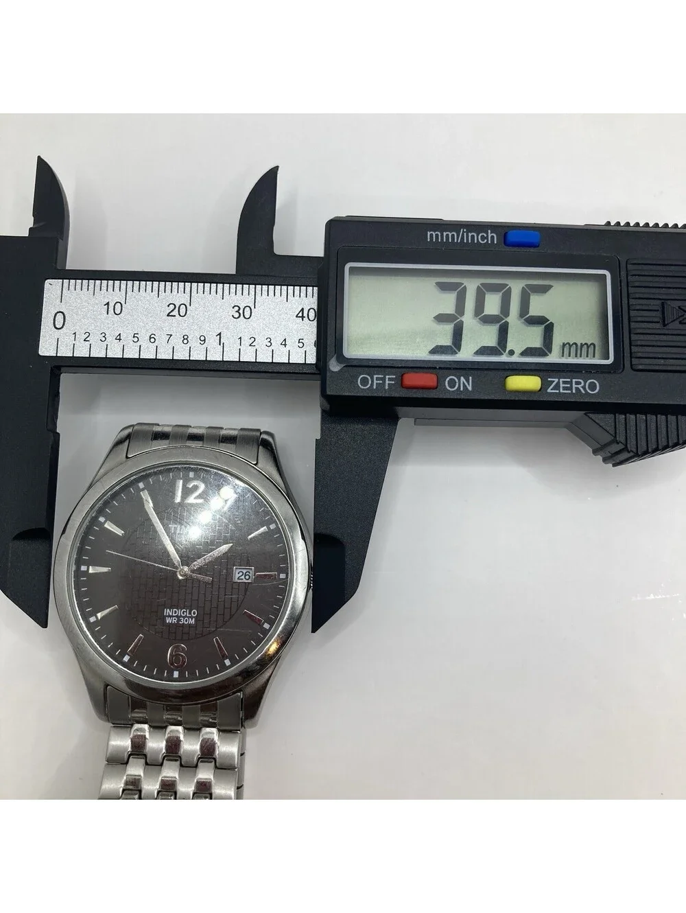 Timex Men's T2N848 Indiglo Dress Watch Charcoal Gray Brick Dial Date 39mm Silver